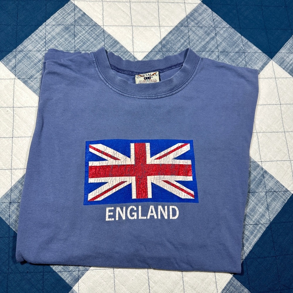 Vintage Oarsman 913 England Union Jack Long Sleeve T-Shirt Blue Large - Picture 7 of 7